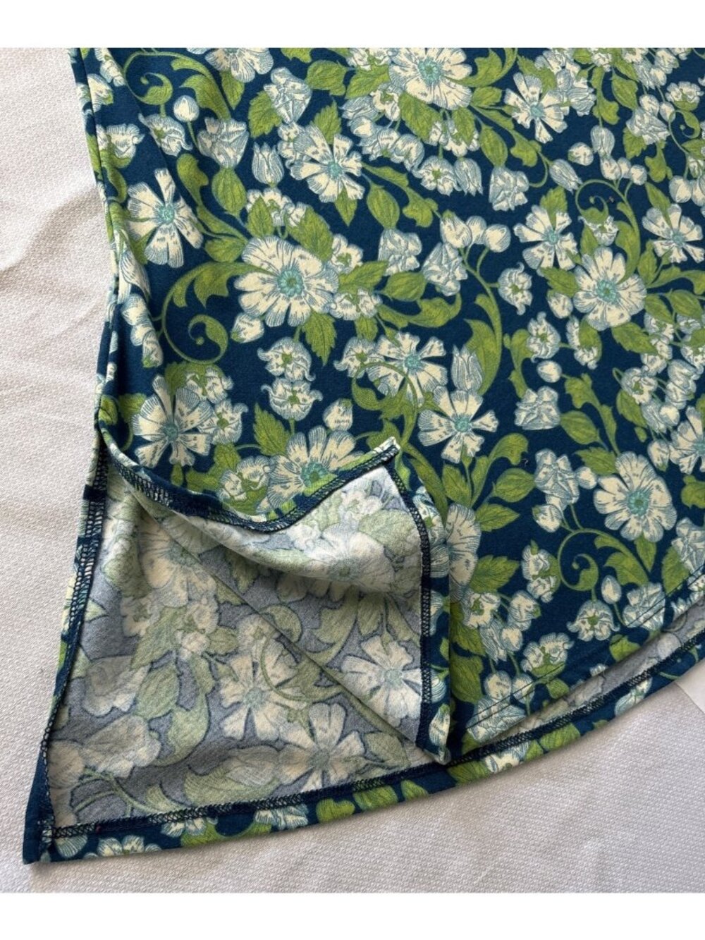 Lularoe Womens Floral Short Sleeve A-Line Tunic Dress Blue/Green Pattern Size L - Picture 9 of 12